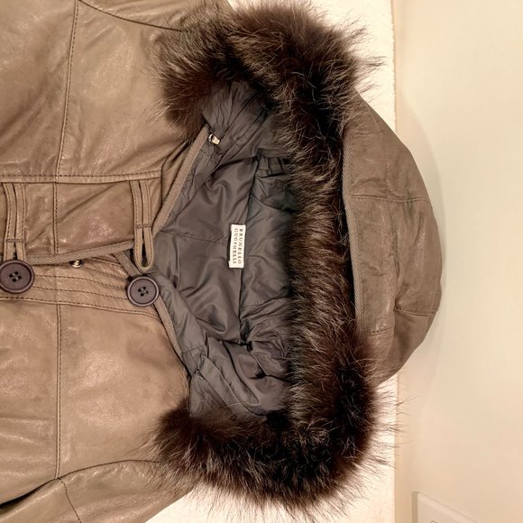 Leather hooded jacket lined w/ fur - Picture 3 of 4